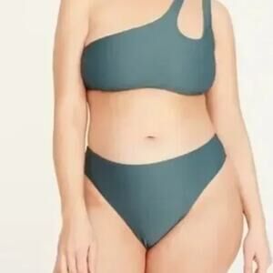 J. Crew Teal Ribbed High Rise Cheeky Bikini Bottom 3X NWT 80s High Cut Leg